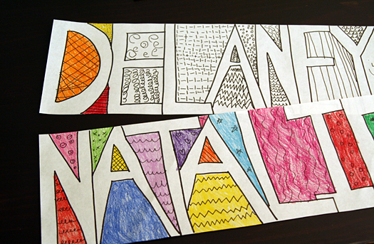 doodle art colored name