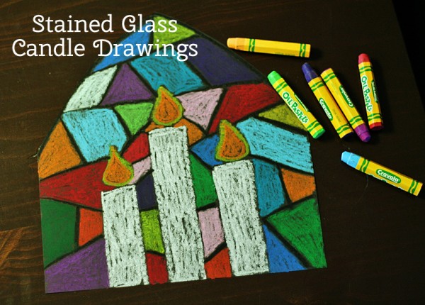 Colorful Stained Glass Candle Drawings | Make and Takes