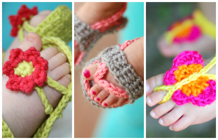 knitted baby flip flops