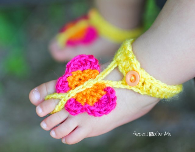 15 Cute Crochet Baby Sandals begging to be made! - Make and Takes