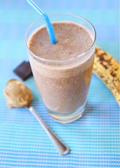 Chocolate, Peanut Butter, and Banana Smoothie - Make and Takes