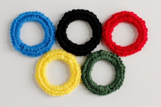Crochet Olympic Rings for the Winter Games - Make and Takes