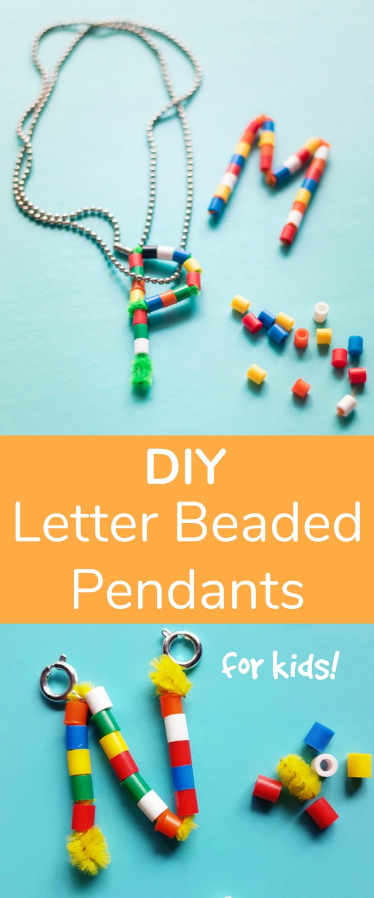 DIY Letter Beaded Pendants for Kids - Make and Takes
