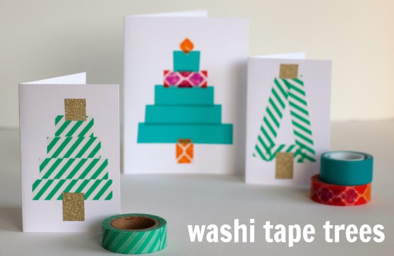 Washi Tape Christmas Tree Cards - About a Mom
