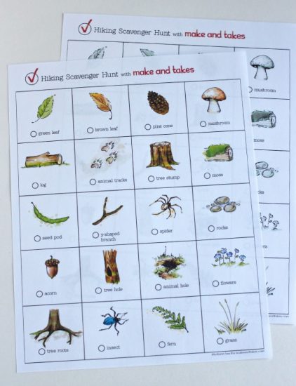 Hiking Scavenger Hunt Printable for Kids - Make and Takes