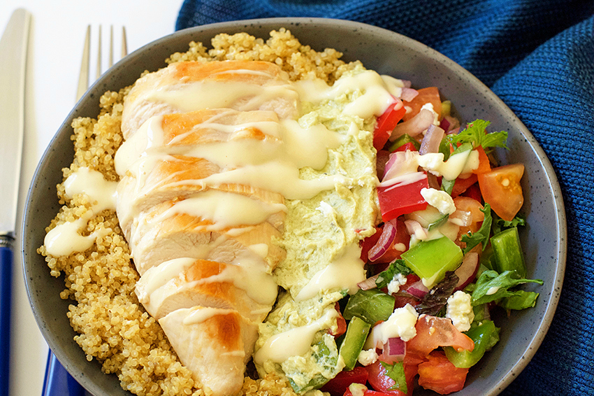 Simple Dinner: Greek Chicken Salad Bowl - Make and Takes