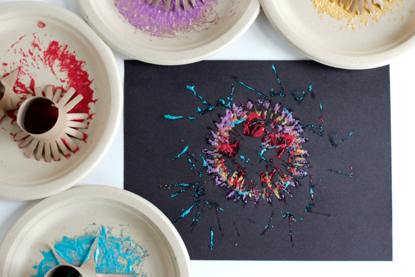 Paper Tube Stamped Fireworks for New Year's Eve Make and Takes