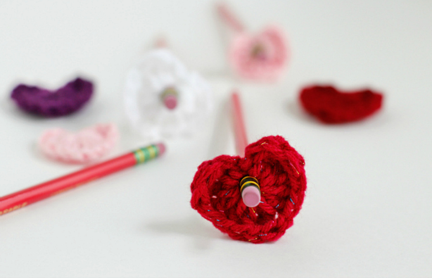 Make Crochet Hearts for Pencil Toppers