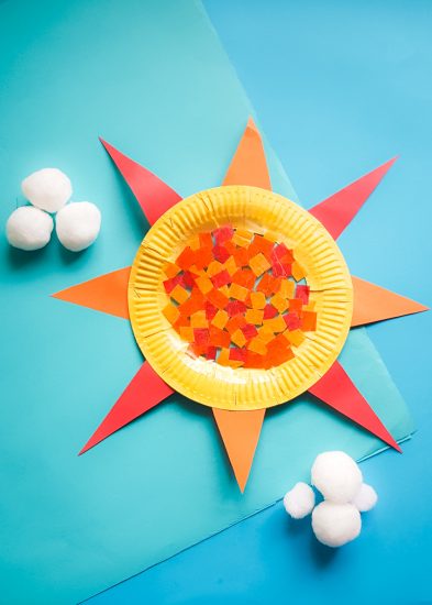 Colorful and Bright Paper Plate Suncatcher Craft - Make and Takes