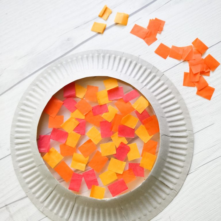 Colorful and Bright Paper Plate Suncatcher Craft - Make and Takes