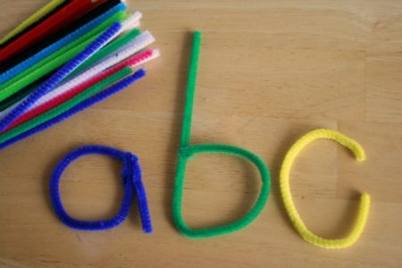 alphabet pipe cleaner spelling words