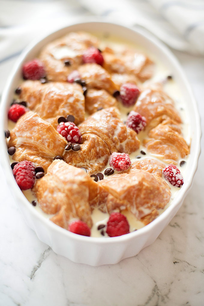 Raspberry Chocolate Croissant Pudding