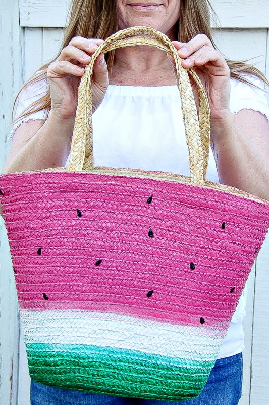 DIY Watermelon Straw Tote Bag for Summer Make and Takes