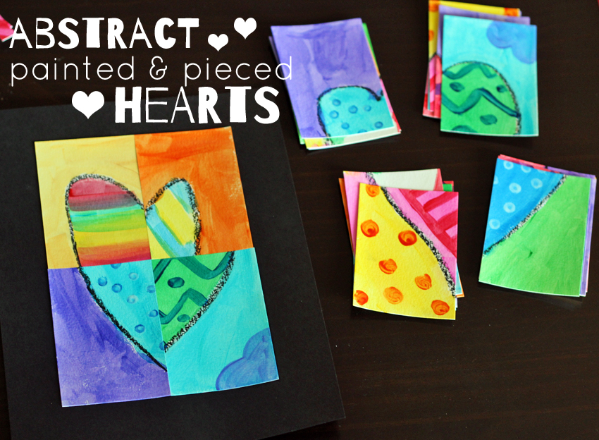 Put Together Abstract Painted Pieced Hearts - Make and Takes