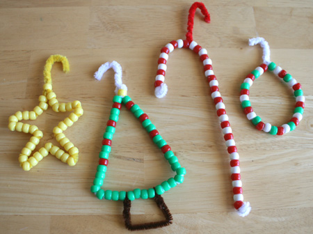 beaded candy cane ornaments