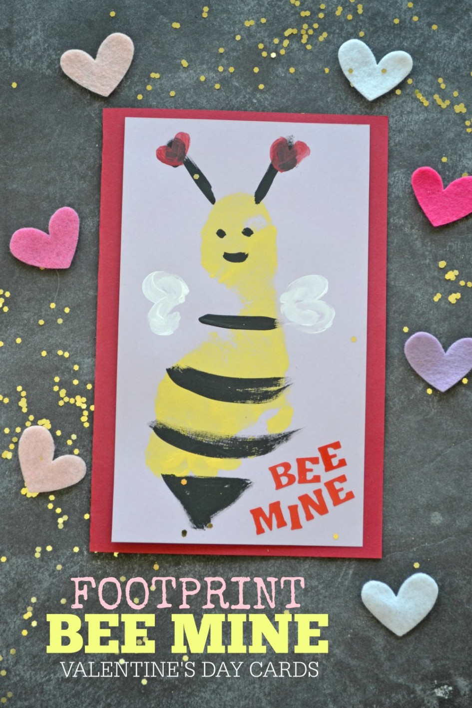 Footprint Bee Mine Valentine's Day Cards - Make and Takes