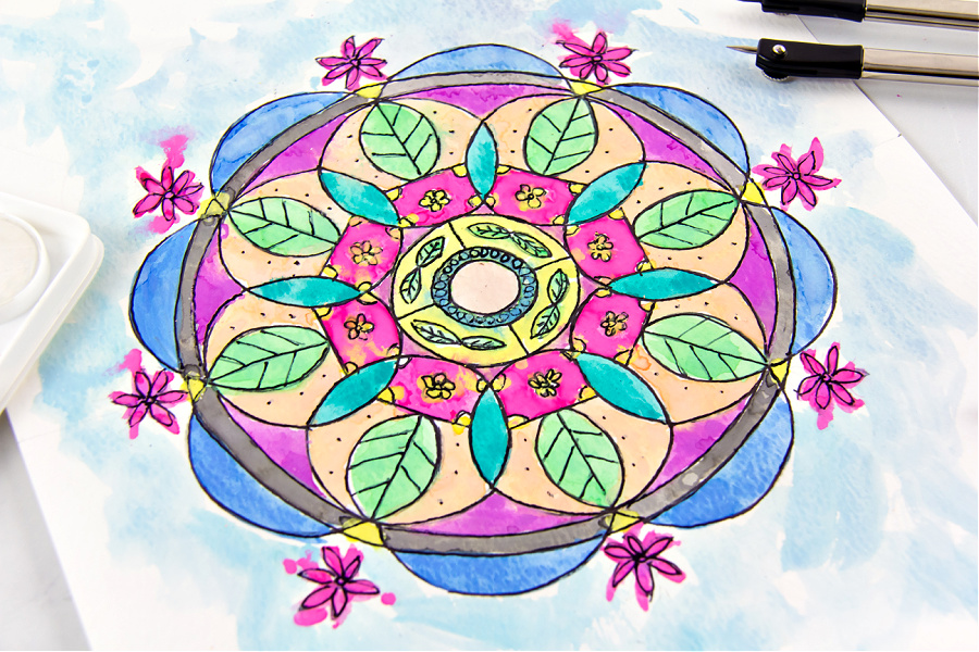 Easy Mandala Watercolor Art for Beginners - Make and Takes