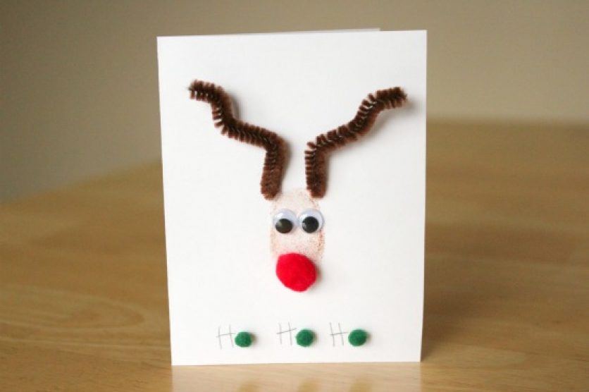 Thumbprint Stamped Reindeer Card