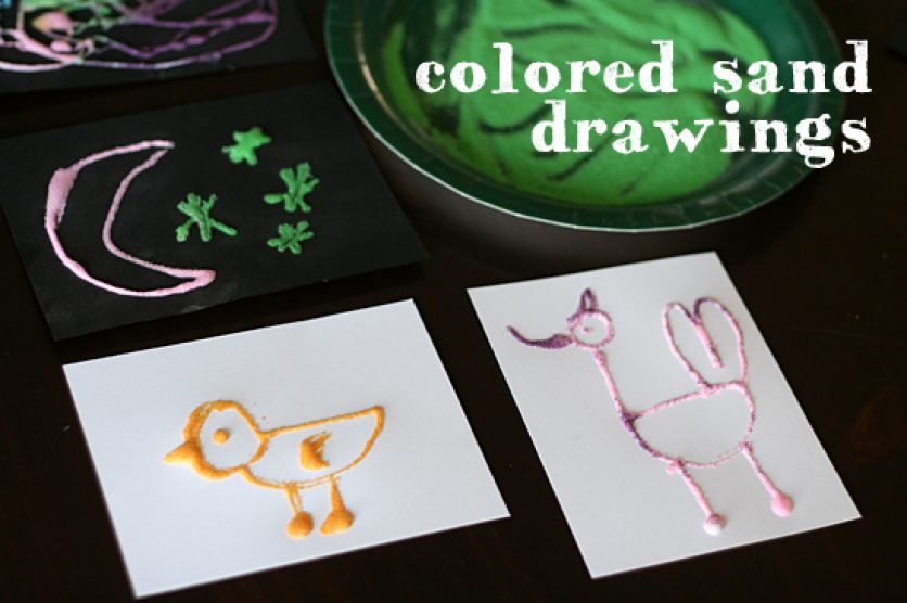 Colored sand drawings