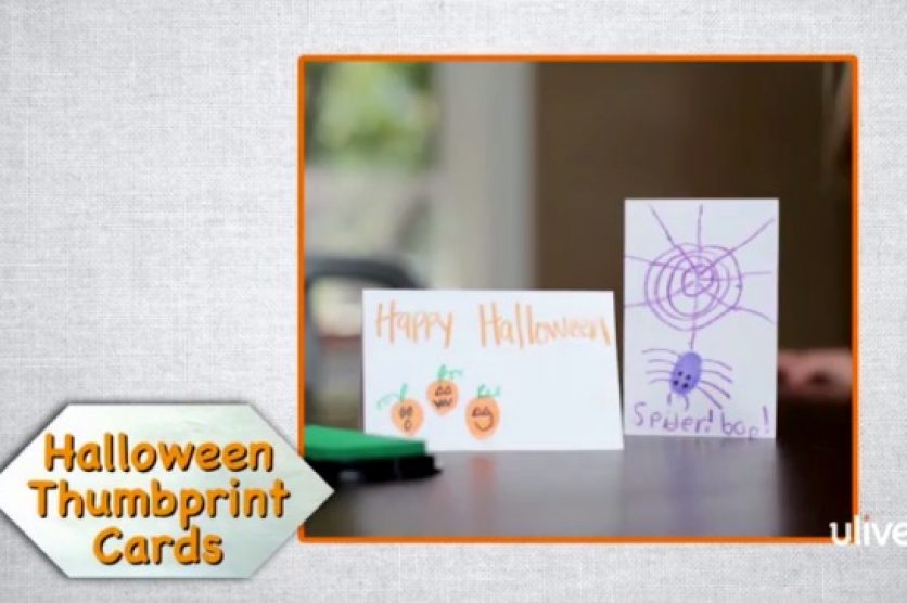 Halloween Thumbprint Cards Kids Craft makeandtakes.com