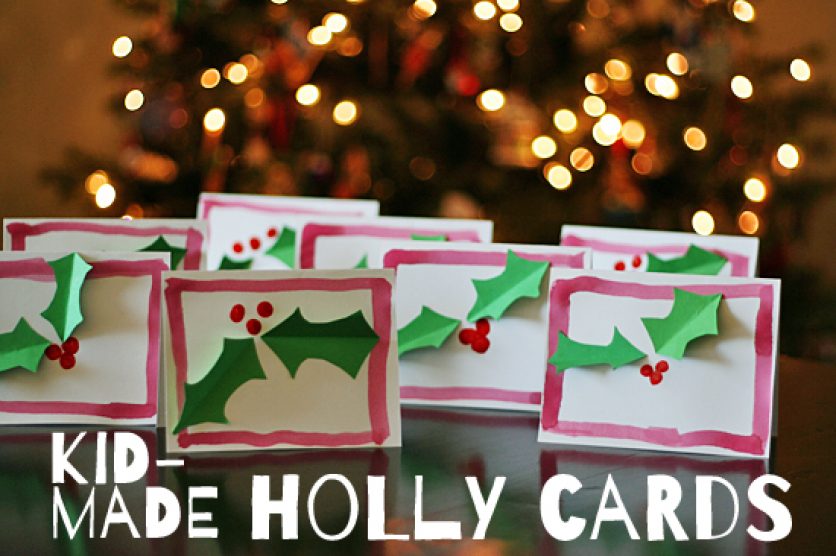 Kid-Made Holly Cards