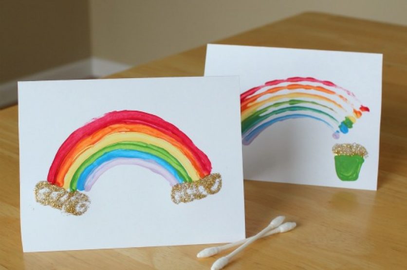 17 DIY Lucky Rainbows to Make Qtip Rainbows