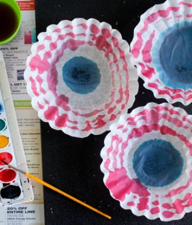 Painting Watercolor Coffee Filters for the 4th of July
