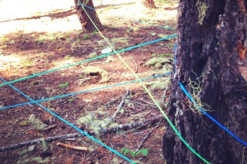 Making a Giant Kid-Sized Yarn Spider while Camping