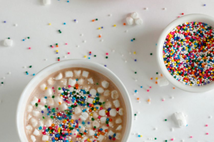 Hot Chocolate with Sprinkles and Mini Marshmallows