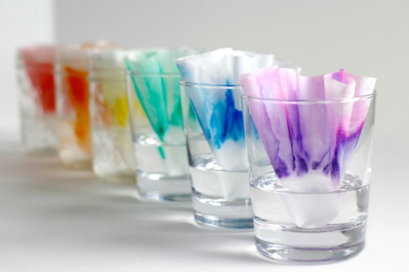 Coloring Coffee Filters with Rainbow Markers and Water