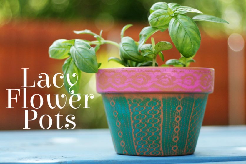 Lacy Airbrushed Flower Pots