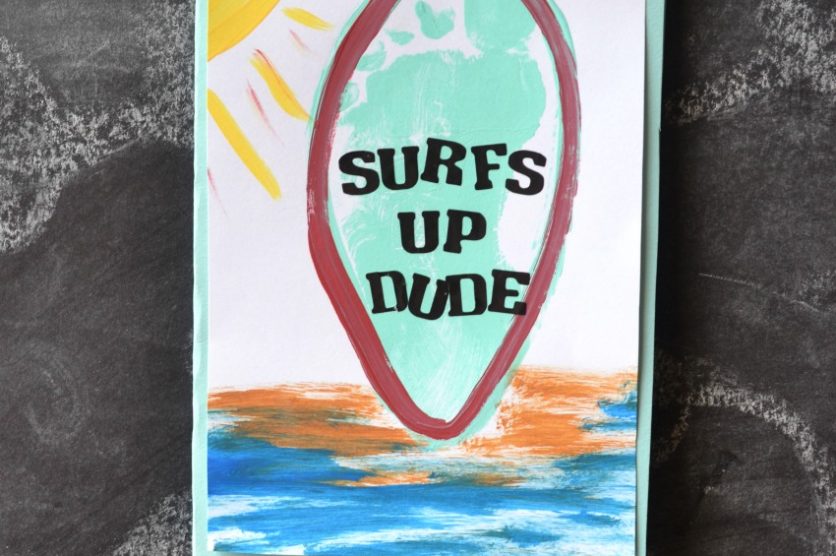 Footprint Surf Board Keepsake Card