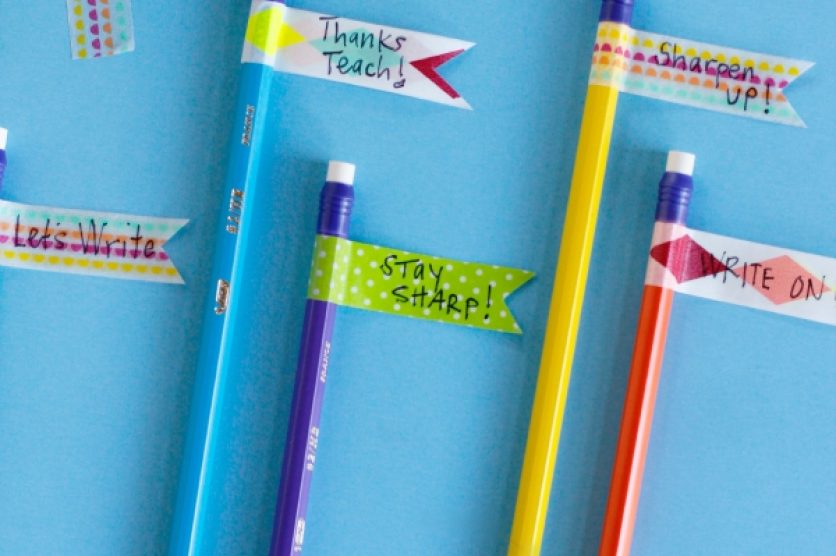 Washi Tape Pencil Flags Teacher Gift