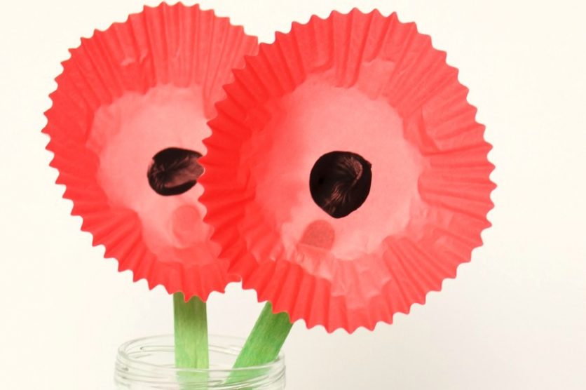 Poppy Cupcake Liner Flower Craft
