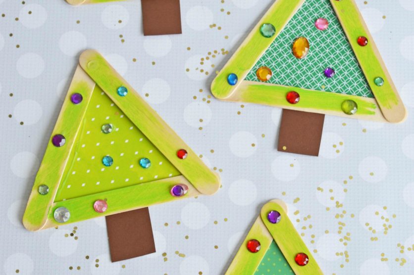 Popsicle Stick Christmas Trees - Kid Craft