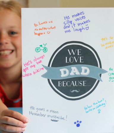 We Love Dad Because Printable for Father's Day