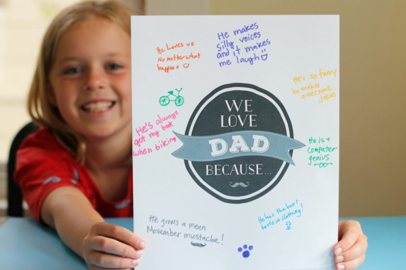 We Love Dad Because Printable for Father's Day
