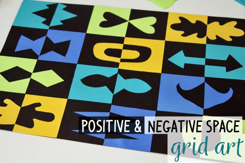 Positive and negative space grid art with paper