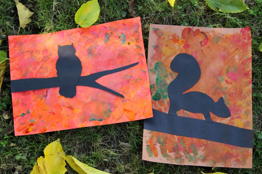 Fall tree silhouette art project