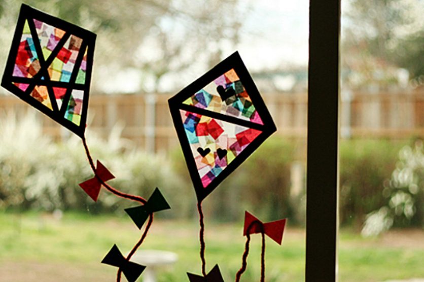 Colorful Stained Glass Tissue Window Kites