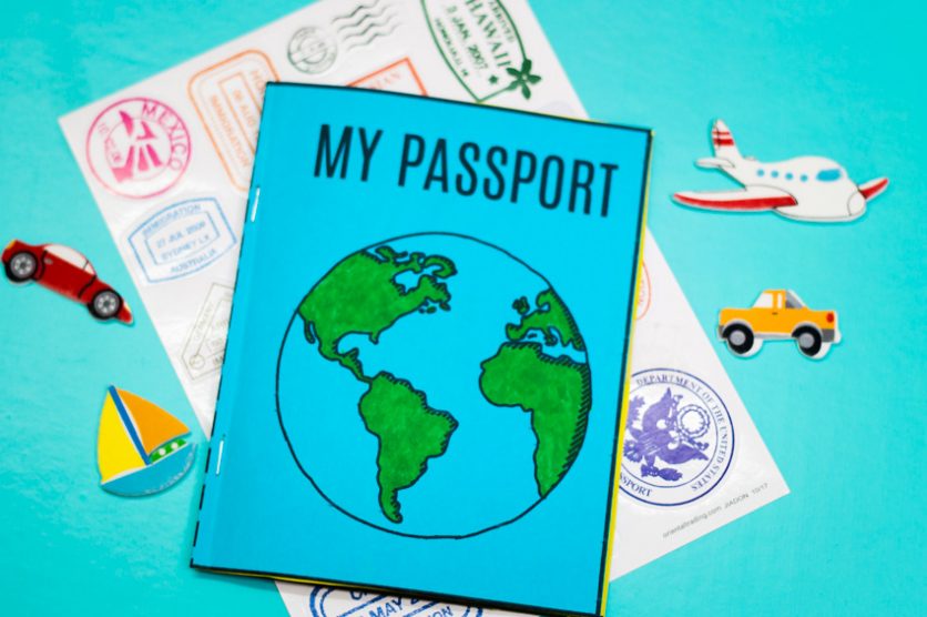 Here's a very special Mini Passport Book, which you can print out and assemble with the kids for your learning journey when you travel!