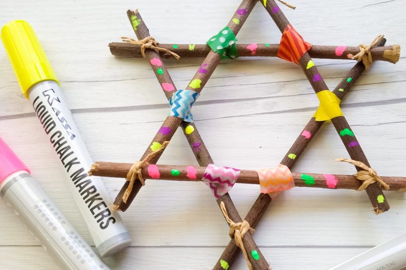 Forage around your backyard for fallen twigs to create a decorative Washi Tape and Twig Star. Just carry Tape and you are all set for a fun nature craft!