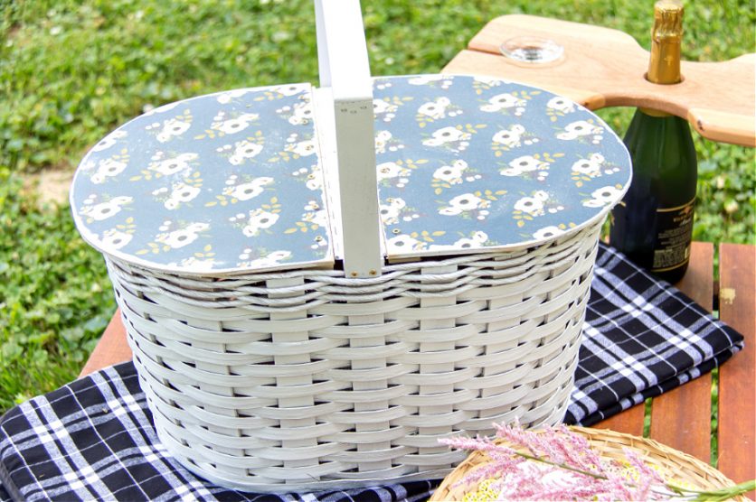 a diy picnic basket made from wood and an ordinary basket