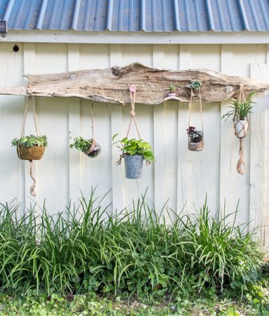 diy driftwood hanging planter