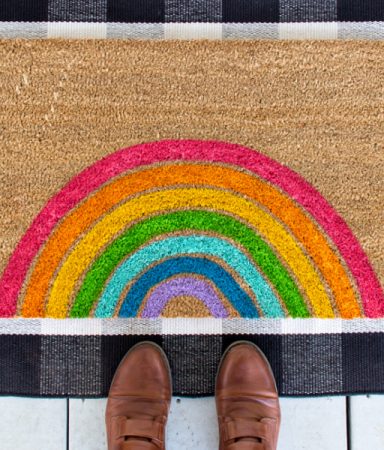 painted rainbow doormat