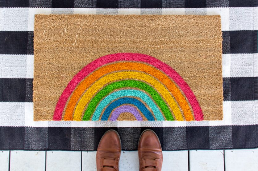painted rainbow doormat