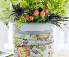 repurposing plastic containers into vases for spring