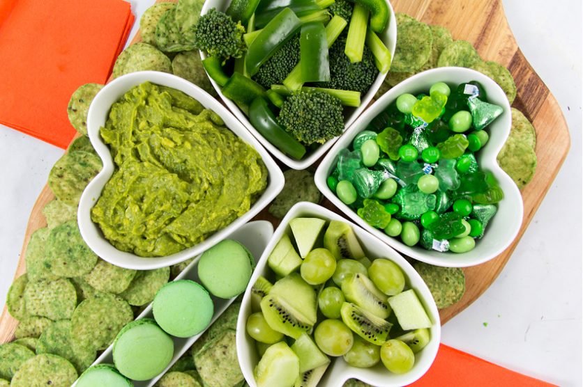 savory sweet and salty st patricks day snack board