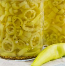 pickled yellow banana peppers in jars