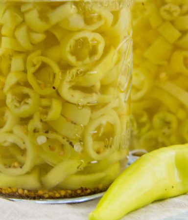 pickled yellow banana peppers in jars